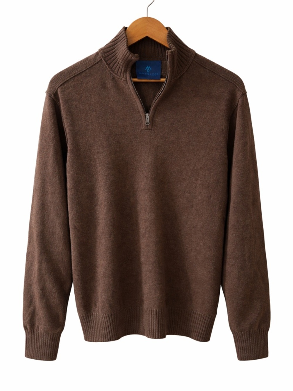 Martin + Osa Brown Zip-Neck Sweater